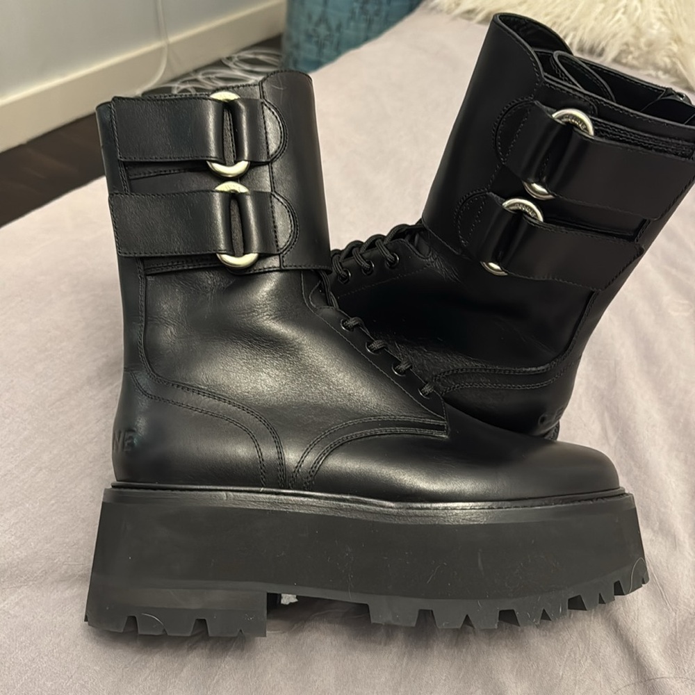 CELINE lace up with cuff chunky combat boots - Picture 8 of 11
